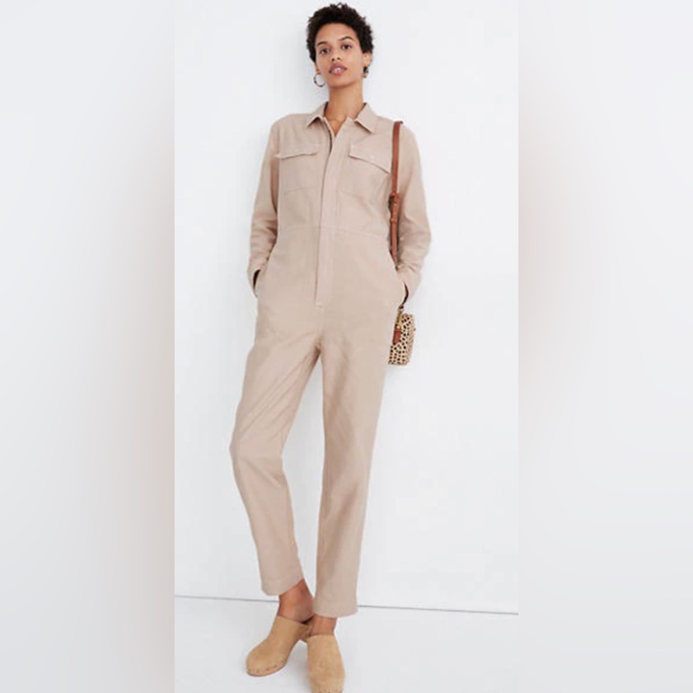 NWOT- Madewell Garment- dyed Zip- front Coverall Jumpsuit (Light Pink)